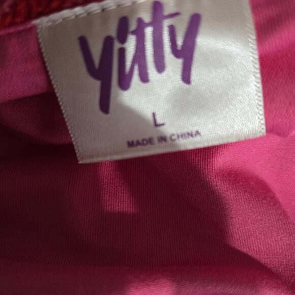 Yitty Pet Me Fuzzy Heart Crop Top Pink Fabletics Loungewear Sherpa Bra Red Large - Picture 7 of 11